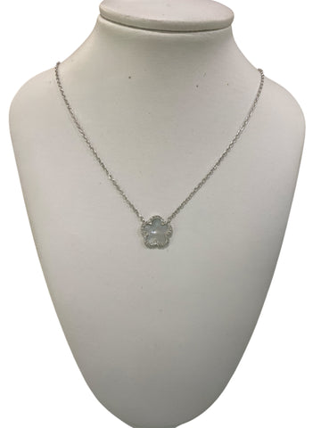flower silver necklace