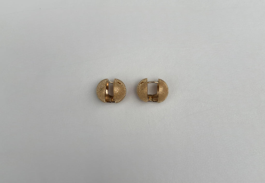 Gold Textured Dome Earrings