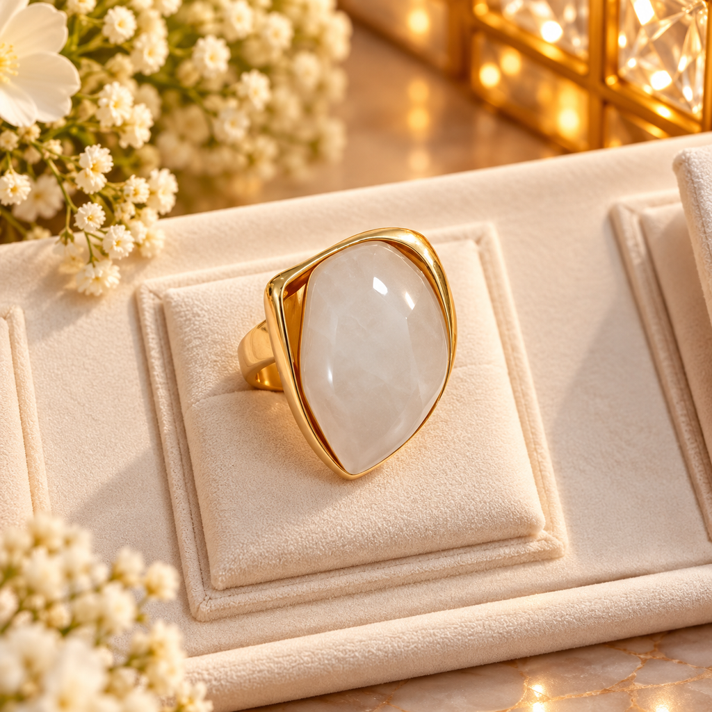 White Stone Statement Ring