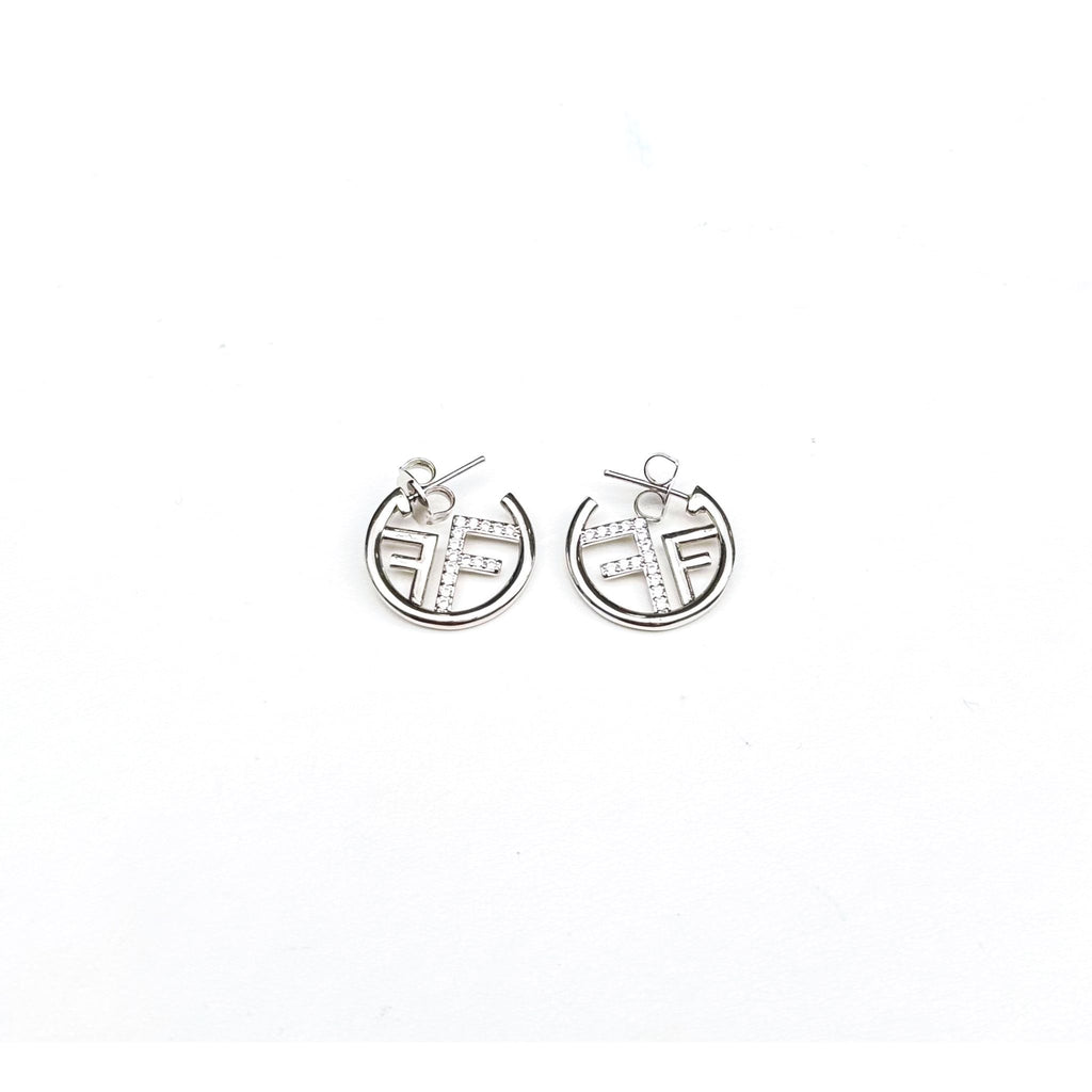 Silver Logo-Inspired Circle Earrings