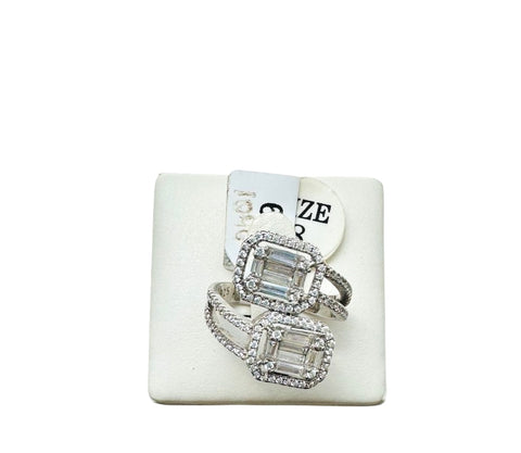 Silver Double-Crystal Ring