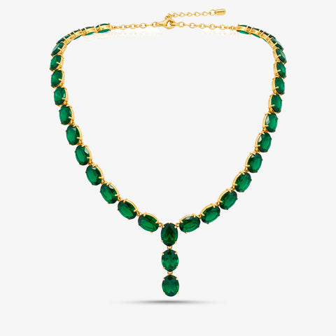Emerald Elegance Gold-Plated Necklace