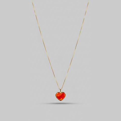 Amber Heart Enamel Necklace