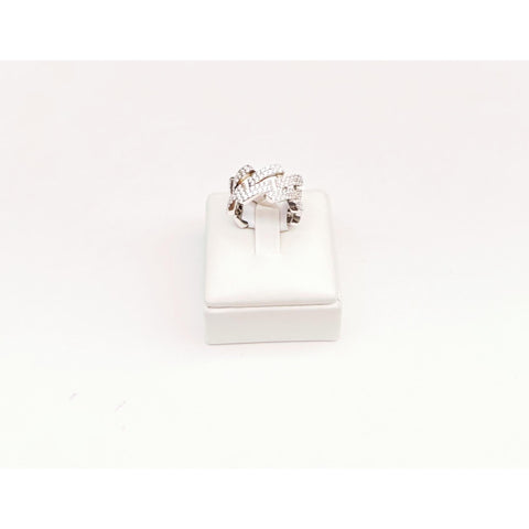 Silver-Tone Braided Crystal Ring