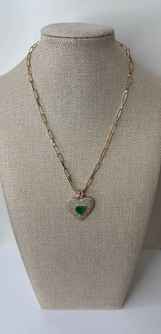 Emerald Heart Statement Necklace