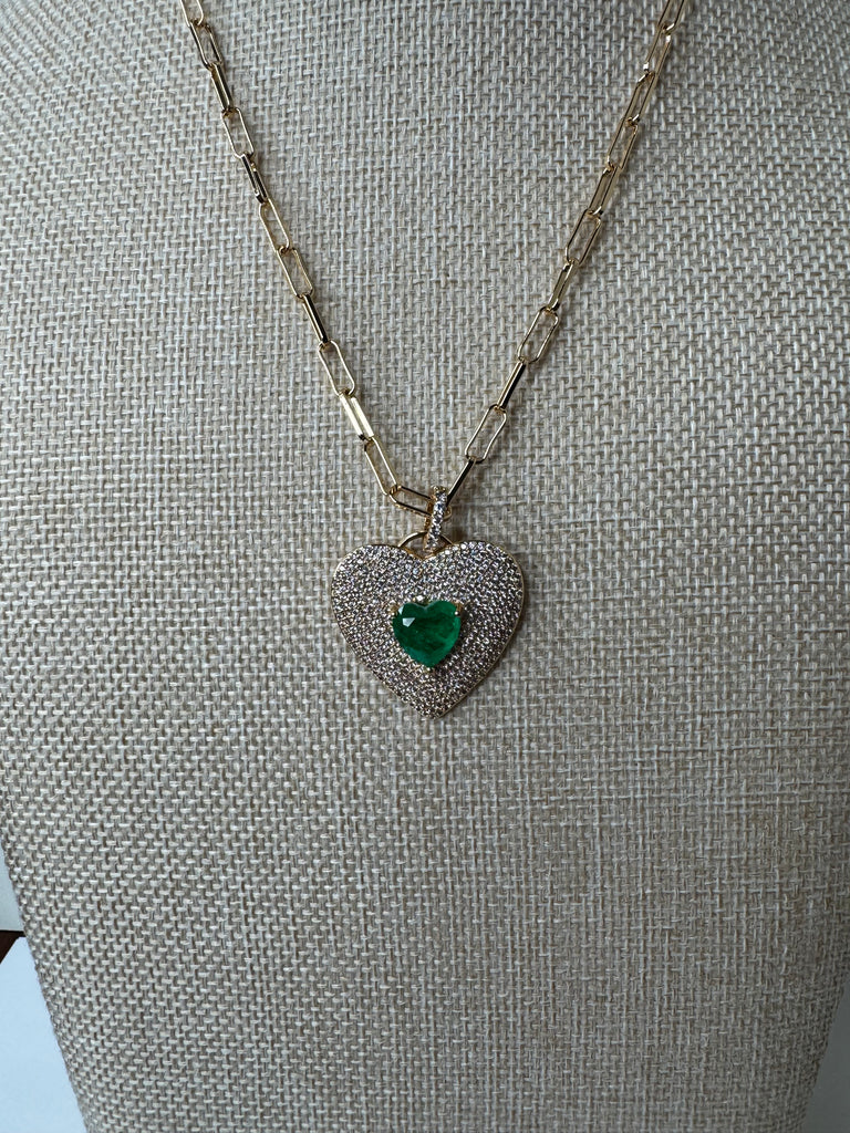 Emerald Heart Statement Necklace