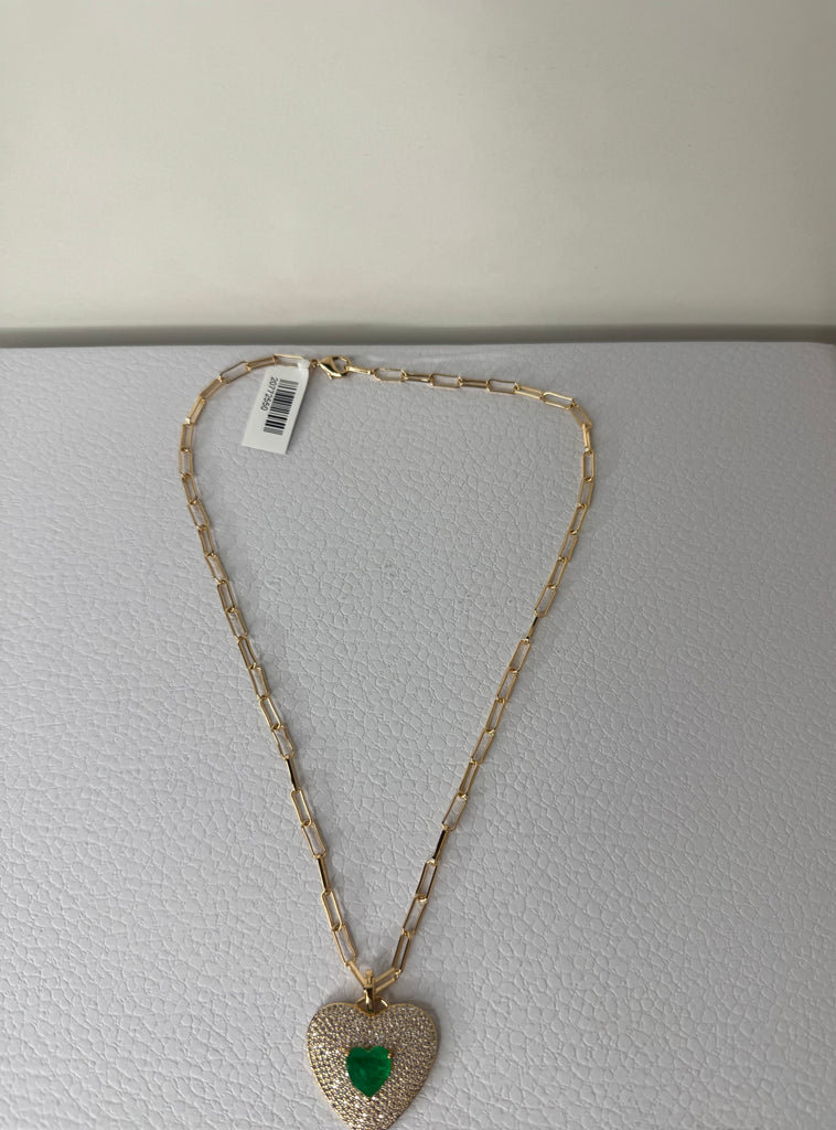 Emerald Heart Statement Necklace