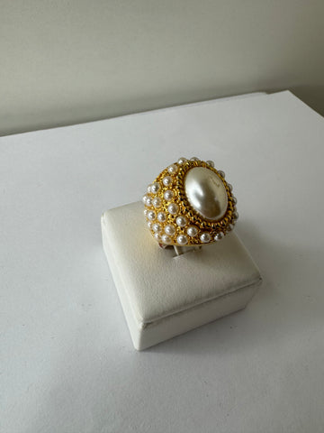 Regal Pearl Cluster Ring