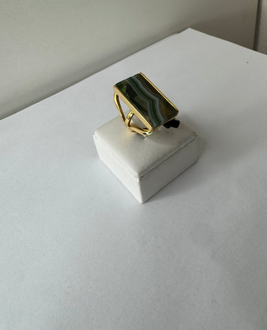Green Agate Statement Ring