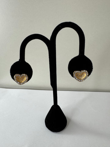Textured Gold Heart Studs
