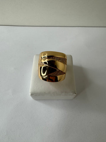 Wide Band Gold Swirl Ring