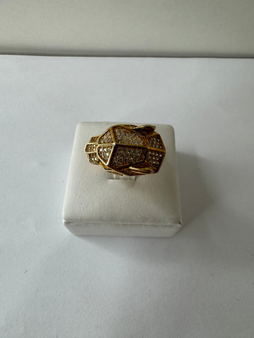 Faceted Gold Crystal Statement Ring