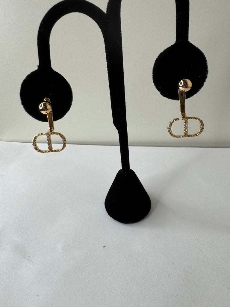 Golden Monogram Drop Earrings