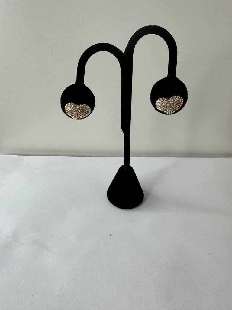 Golden Crystal Heart Studs