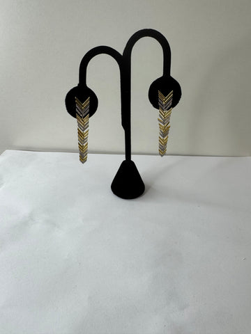Two-Tone Chevron Drop Earrings