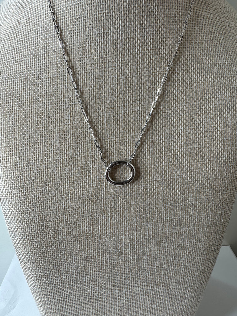 Silver Oval-Link Toggle Necklace