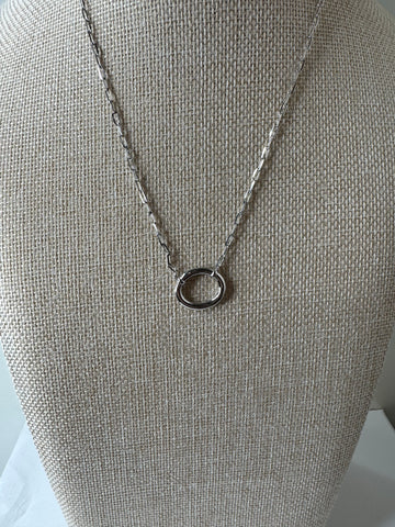 Silver Oval-Link Toggle Necklace