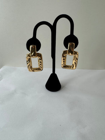 Chunky Gold Rectangle Link Earrings