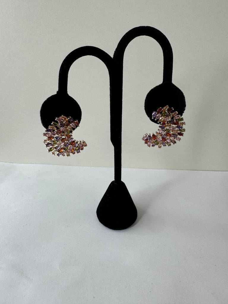 Multicolor Crystal Fan Earrings
