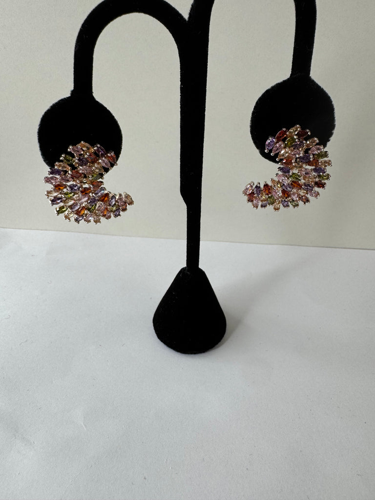 Multicolor Crystal Fan Earrings