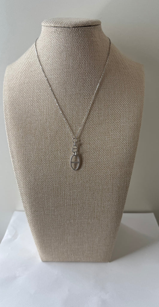 Silver Buckle Link Pendant Necklace