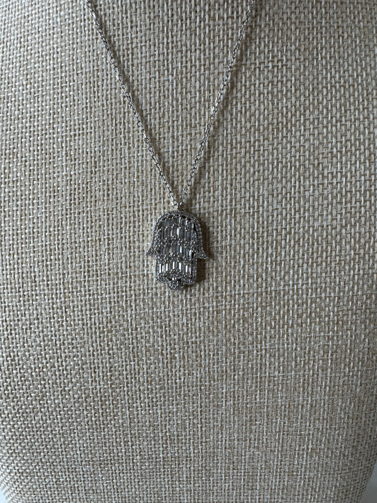 Silver Hamsa Protection Necklace