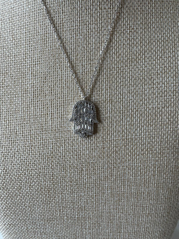 Silver Hamsa Protection Necklace