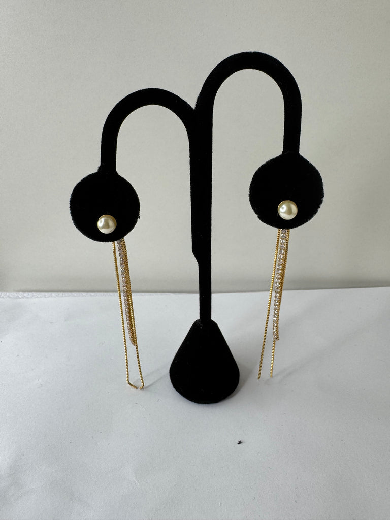 Pearl Drop Chain Earrings