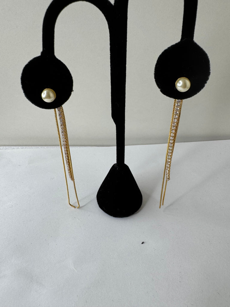 Pearl Drop Chain Earrings