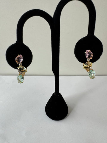 Pastel Gemstone Cluster Earrings