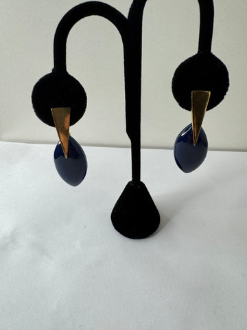 Blue Teardrop & Triangle Drop Earrings