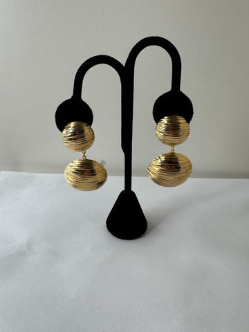 Ribbed Dome Double Drop Earrings