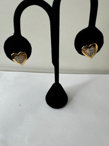 Double Heart Pavé Stud Earrings