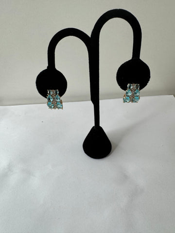 Aqua Slice Stud Earrings