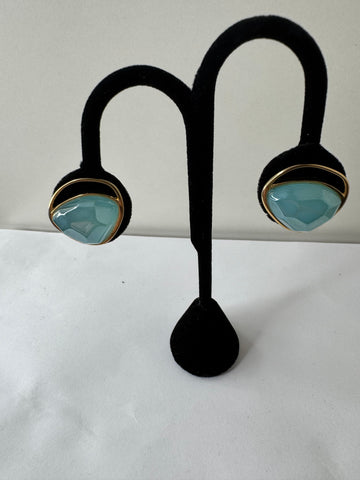 Aqua Slice Stud Earrings