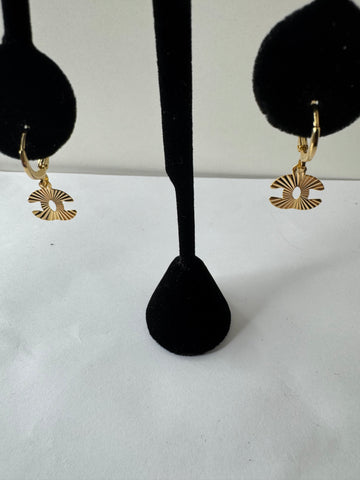 Golden Sunburst Drop Earrings