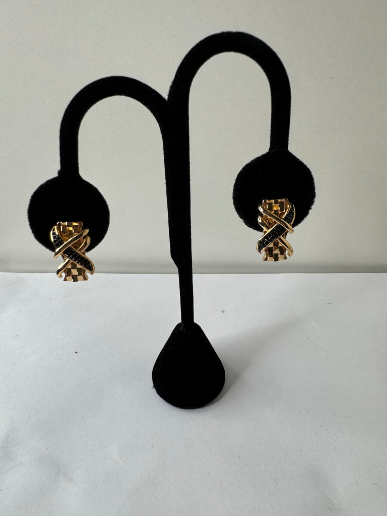 Midnight Swirl Gold Earrings