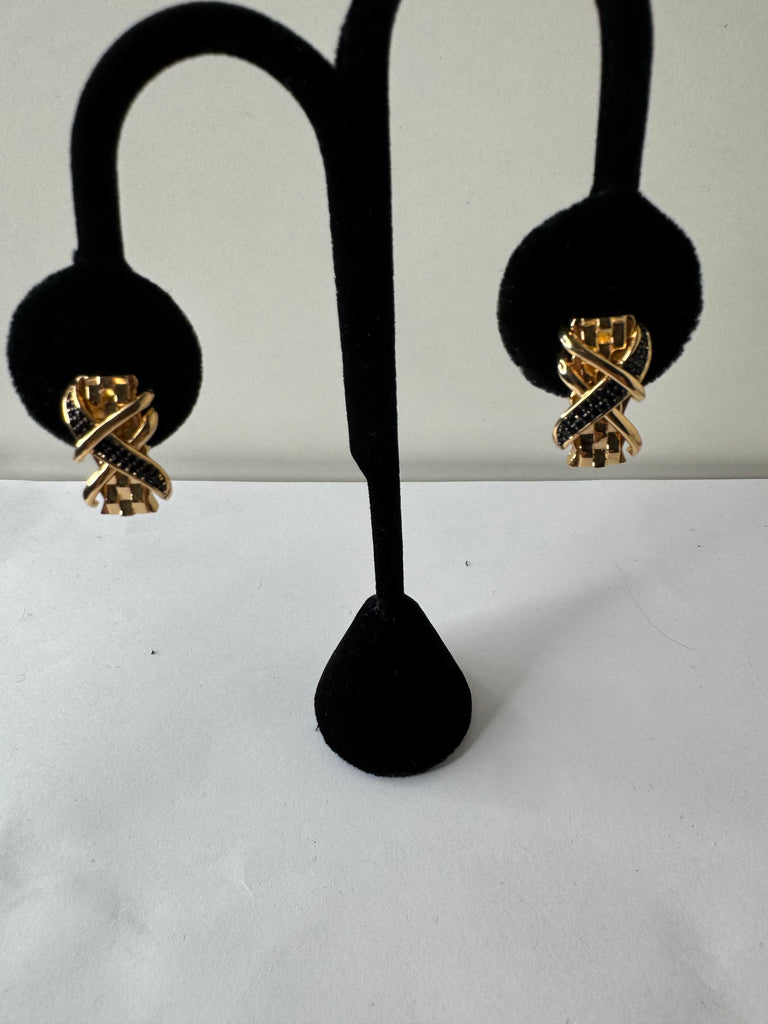 Midnight Swirl Gold Earrings