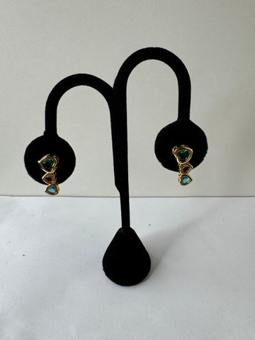 Tricolor Heart Drop Earrings