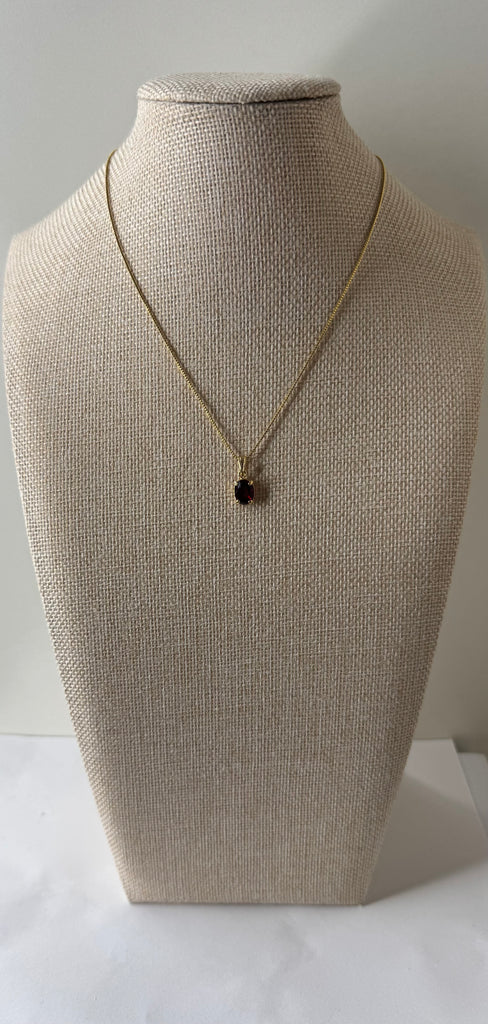 Garnet Drop Pendant Necklace