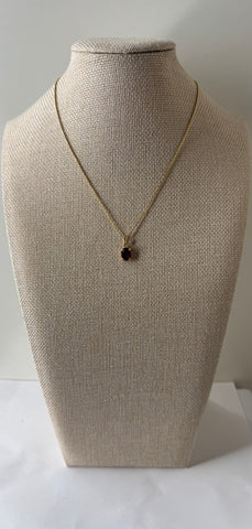 Garnet Drop Pendant Necklace