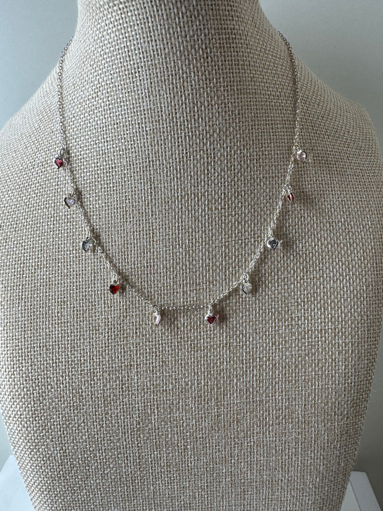 Silver Heart Charm Choker